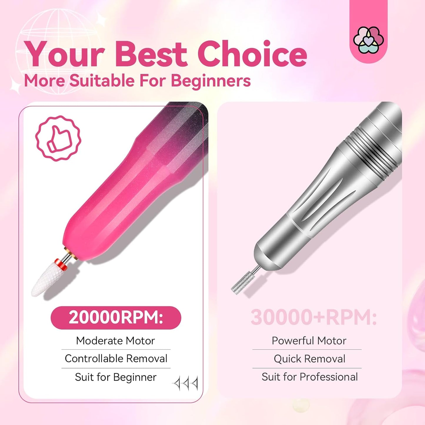 SAVILAND Portable Electric Nail Drill: 20000RPM Electric Nail File Gradient Dark Pink Nail Drill 7 Nail D rill Bits Nail File 51 Sanding Bands Beginners Salon at Home Manicure Pedicure