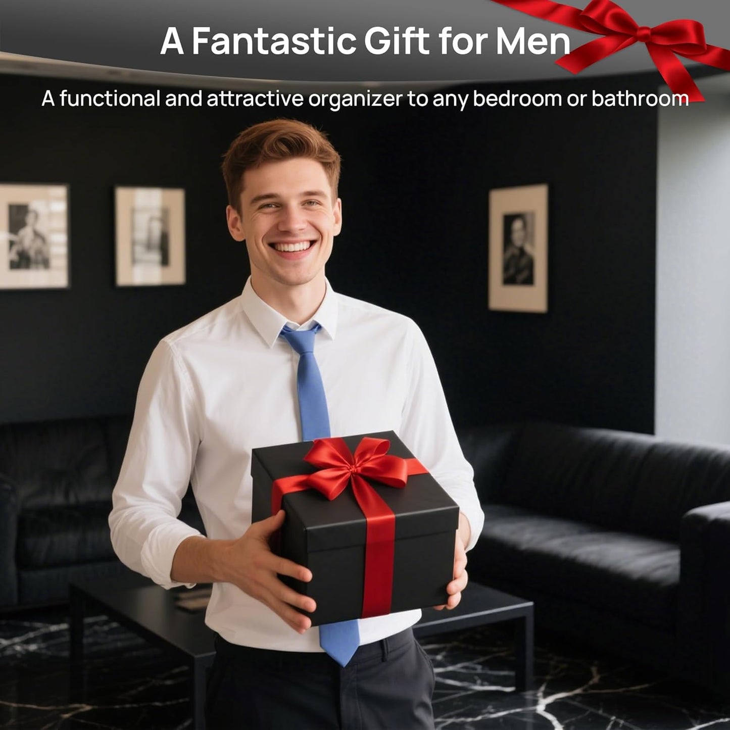 Vtopmart Black Small Stackable Storage Drawers, Cologne Organizer for Men,Plastic Containers for Vanity, Dresser,Office Desk,Bathroom Countertop Organization,Ideal for Room Decor,Gifts for Men