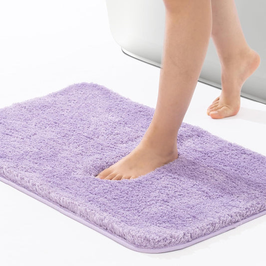 ROSMARUS Shaggy Non-Slip Bath Mat 24" x 36", Water-Absorbent Plush Bathtub Mat, Soft, Machine Washable, Purple
