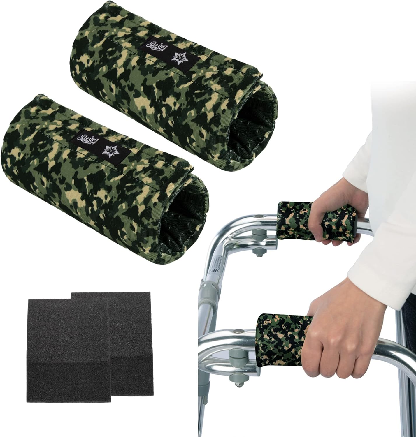 Spring Seaon Universal Walker Handle Padded -Hand Grip (2 Pack) Covers Non-Slip Cushion Padding for Folding Rolling Walker,Rollator Handle-Crutch Handle Pad Grips- Mobility Aid