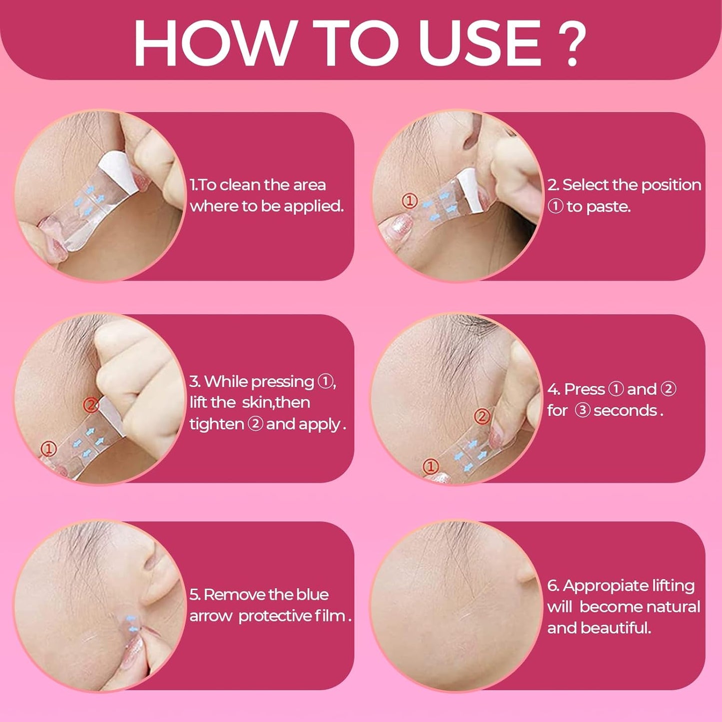 Neck Tape Lifting Invisible, 100 PCS Face Lift Tape Invisible, Facelift Facial Lifter Strip Lift Turkey Neck, V Edge Patches for Instant Lifting & Tightening Sagging Skin/Loose Skin/Wrinkles/Jowl/Eye