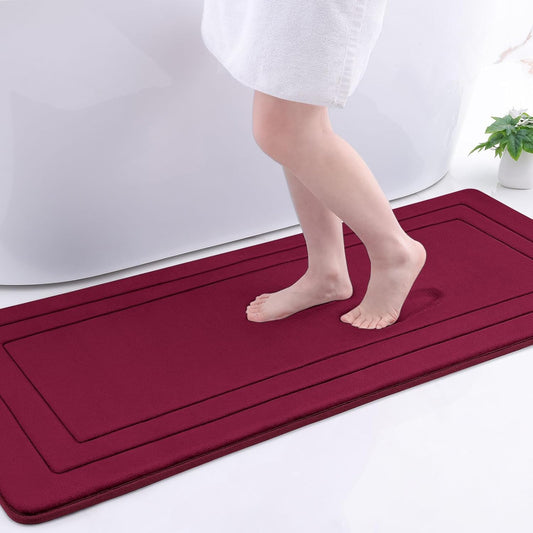 Arotive Memory Foam Bathroom Rug Mat 54x24, Ultra Soft and Absorbent Bath Mat, Machine Wash Dry, Comfortable Bath Rug Carpet for Bathroom Floor, Tub and Shower, Burgundy
