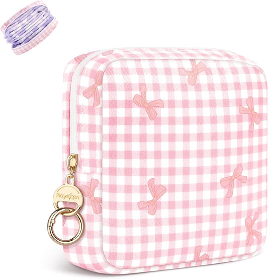 Period Bag for Teen Girls, Canvas Sanitary Napkin Storage Bag with Zipper, Portable Menstrual Pad Bag Tampon Holder for Purse