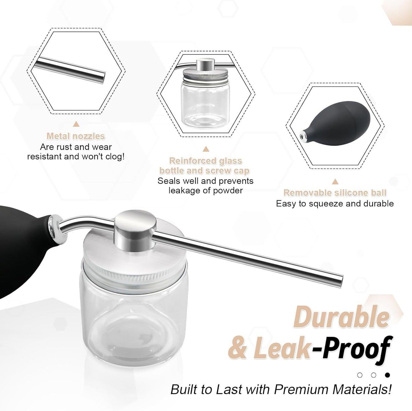 Refillable Powder Spray Bottle for Hair Building Fibers, Dry Shampoo & Cosmetic Powders - Leak-Proof Hair Fiber Applicator with Precision Nozzle, Portable Powder Dispenser for Men and Women ﻿ ﻿