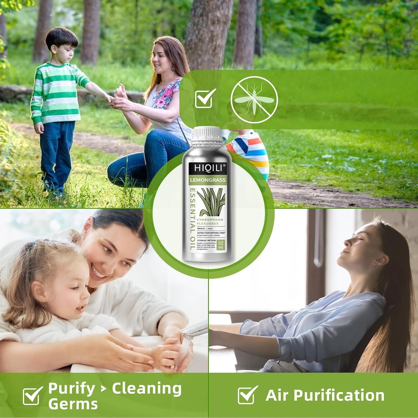 HIQILI 32 Fl Oz Lemongrass Essential Oil, 100% Pure Natural Undiluted Premium Oils