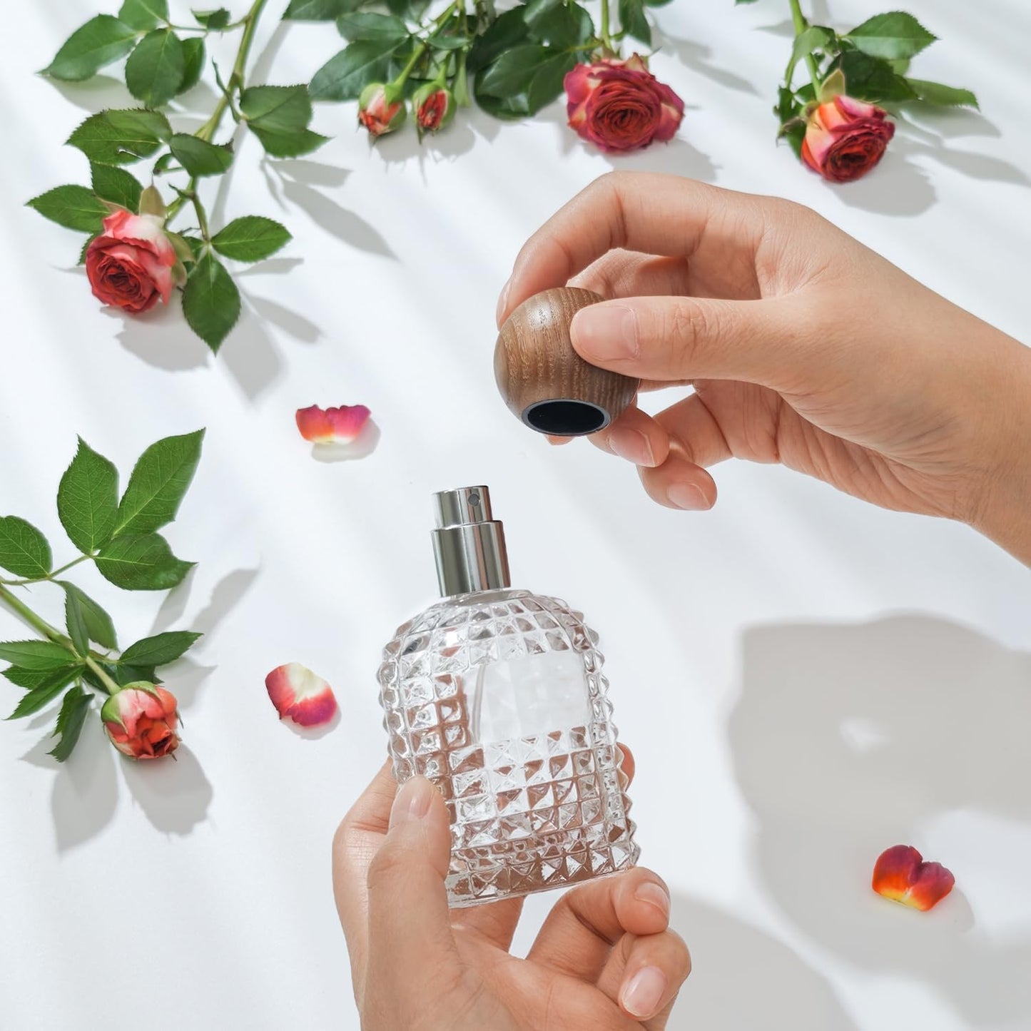 50ml/1.7 Oz Glass Spray Bottle Perfume Atomizer,Perfume Travel Refillable Spray Bottle Empty with 3 Kinds of Dispenser (A2)