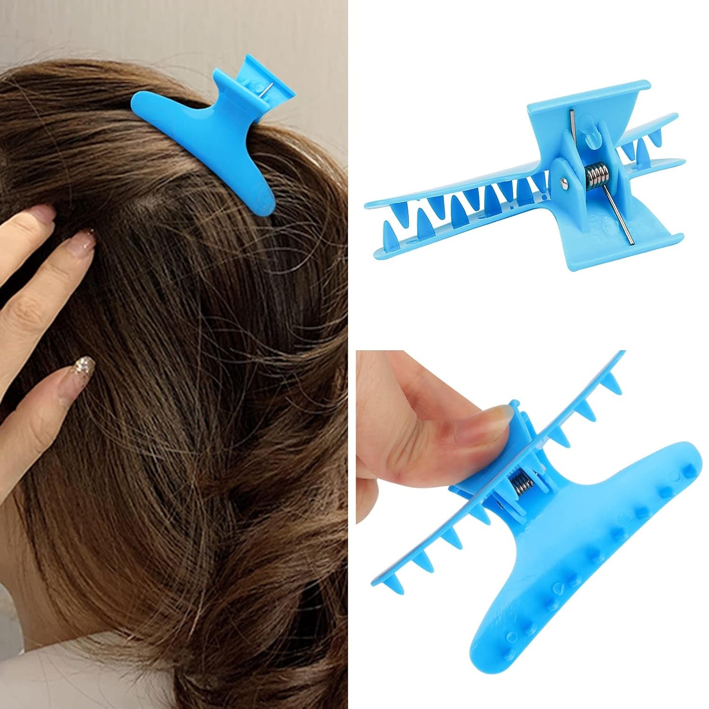 Ondder 12 Pack Butterfly Hair Clamps Claw Clips Salon Pro Section Clip for Styling, Sectioning, Cutting, Coloring Hair Clips Hairdressing Salon Tool Hair Accessories for Women Girls