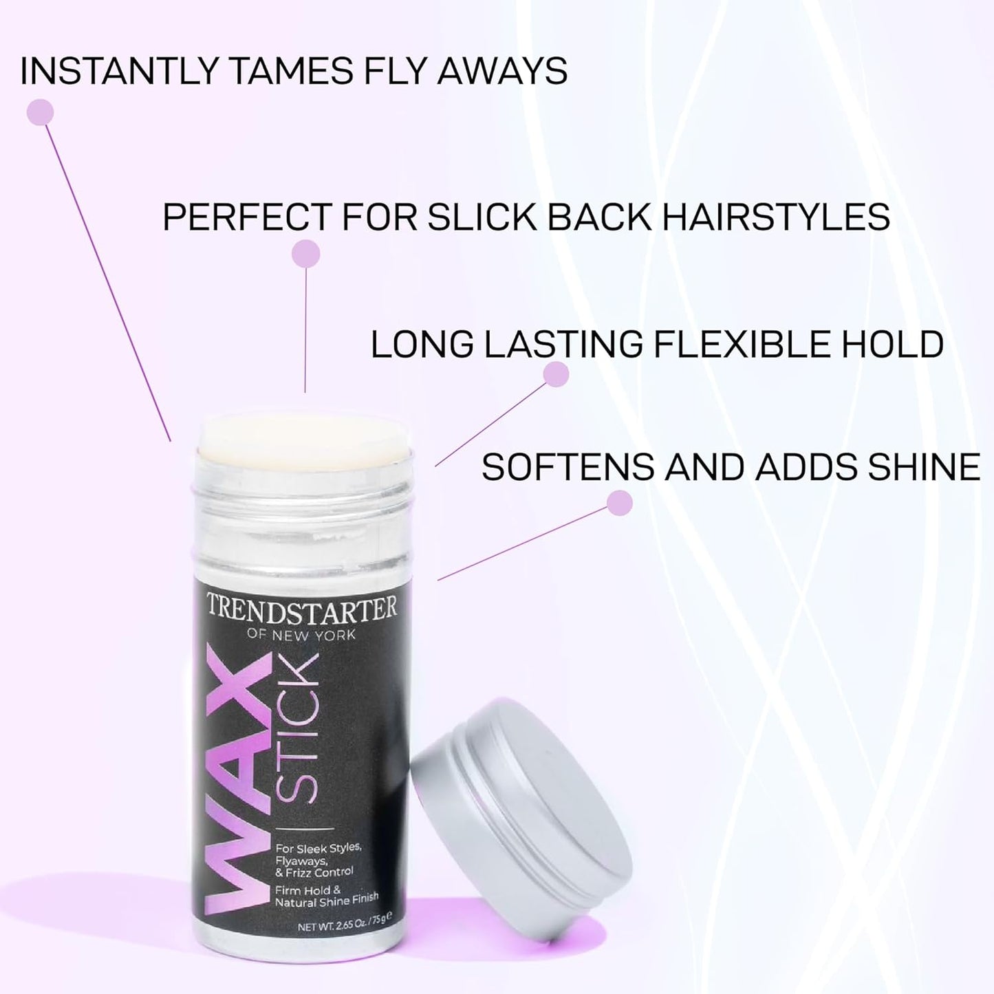 TRENDSTARTER - HAIR WAX STICK (75g) (Pack of 2) - Frizz Control - Flyaway Control - Firm Hold & Natural Shine Finish - Avocado Extract Infused - All-Day Hair Control