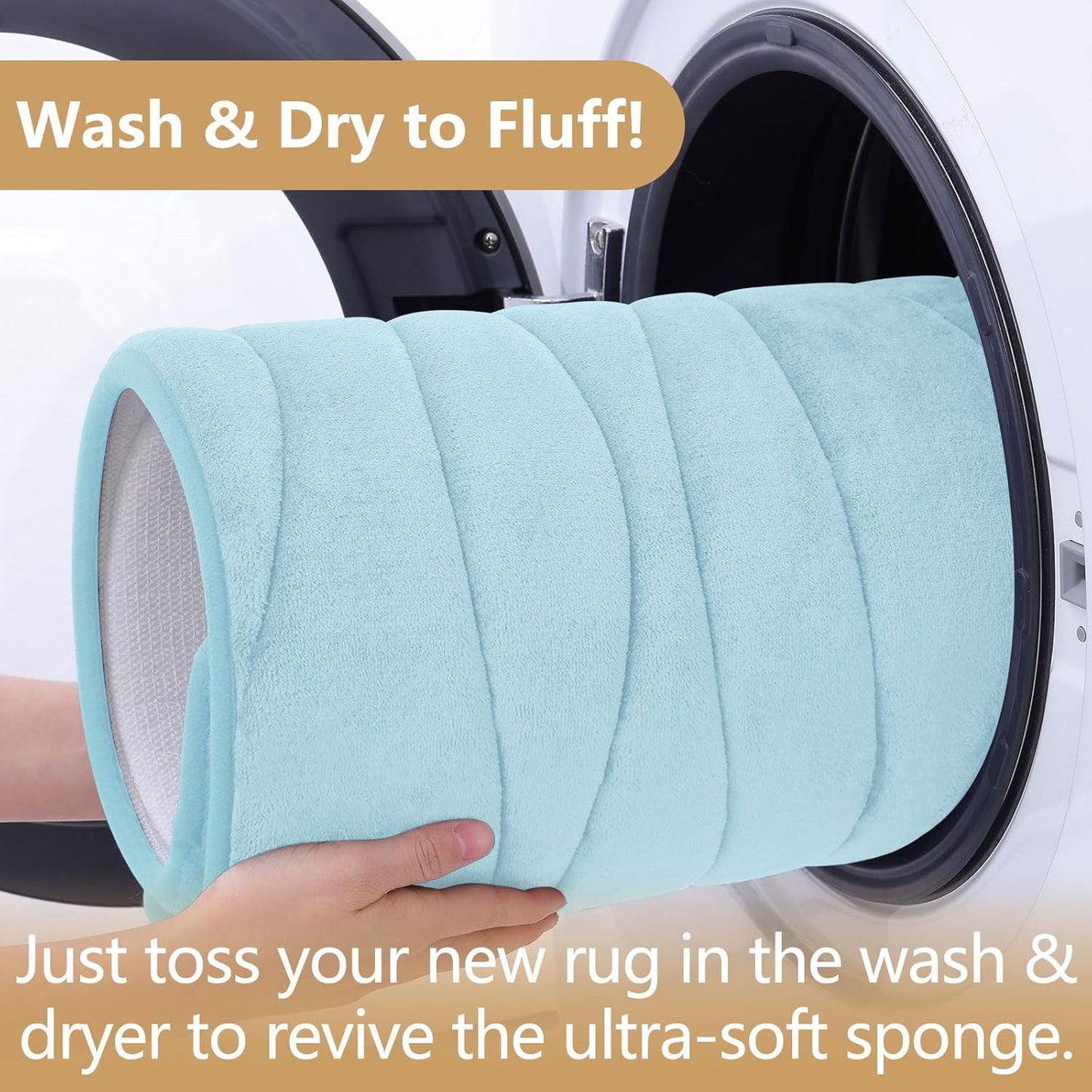 Buganda Memory Foam Bathroom Rug Mat 47x20, Extra Soft and Absorbent Bath Mats, Non-Slip and Machine Washable Bath Rugs for Bathroom Floor,Tub and Shower, Sky Blue