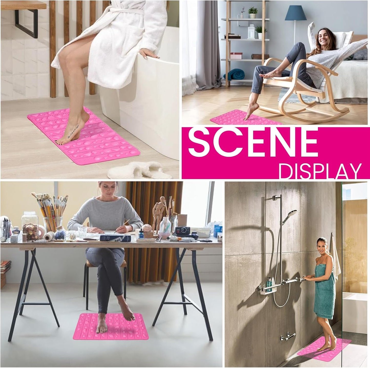 Smatrang High Elasticity Foot Acupressure Mat,Foldable Particle Foot Massager Mat,Foot Pressure Point Pad Mat,Foot Massage Pad for Relieve Foot Pain,Relieve Fasciitis (Pink, 12 * 20in)