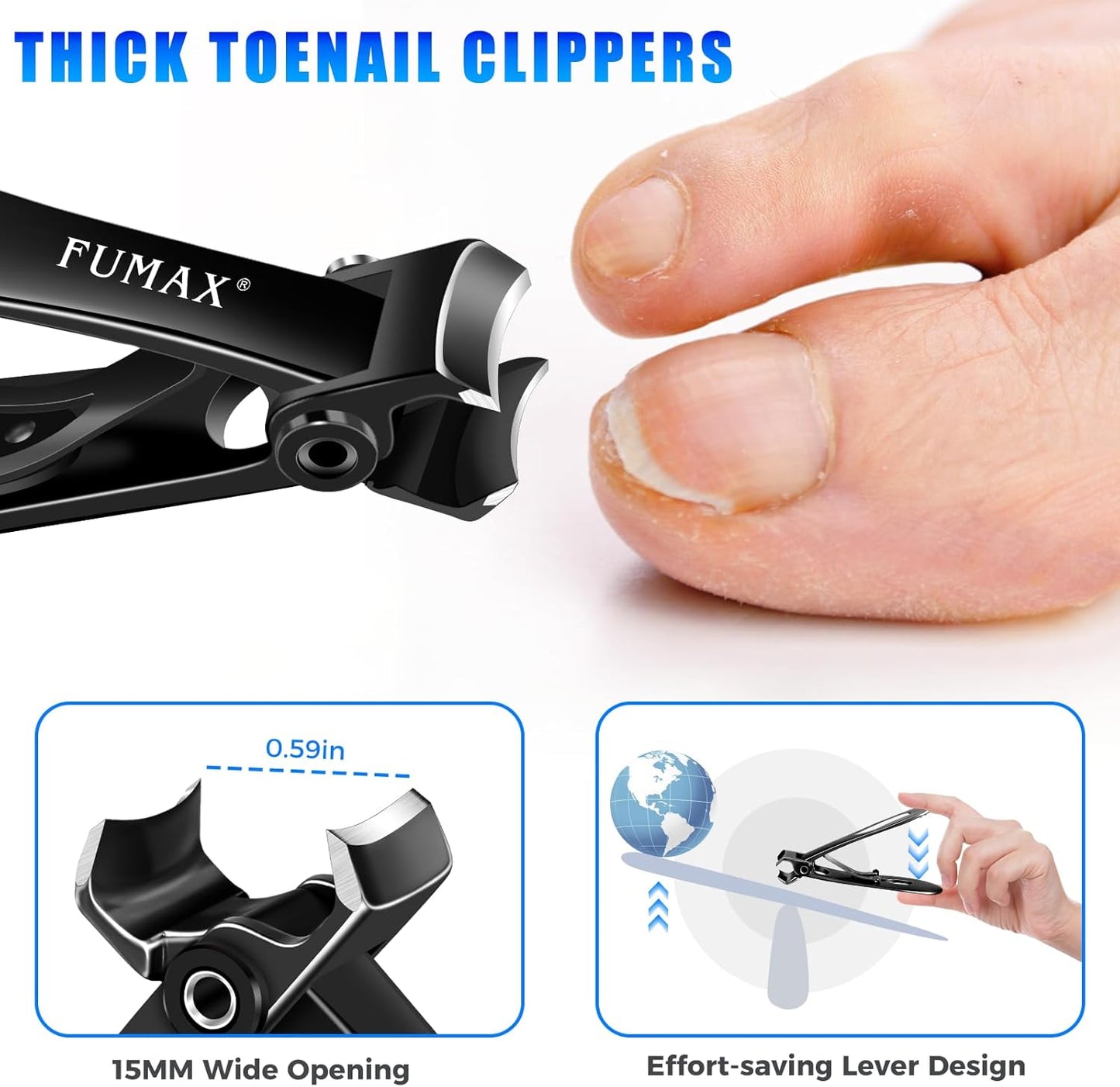 Toenail Clippers for Seniors for Thick Toenails, Heavy Duty Angled Nail Clippers for Seniors with Catcher, Large Toe Nail Clipper Fingernail Cutter for Men with Wide Opening Gifts for Men Dad Him