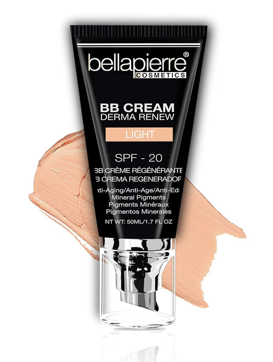 Bellapierre BB Cream SPF 20 – Mineral Sunscreen & Liquid Foundation, Lightweight Face Moisturizer with Buildable Coverage, Matte Finish, Non-Toxic, Paraben-Free, Cruelty-Free – 1.7 oz - Light