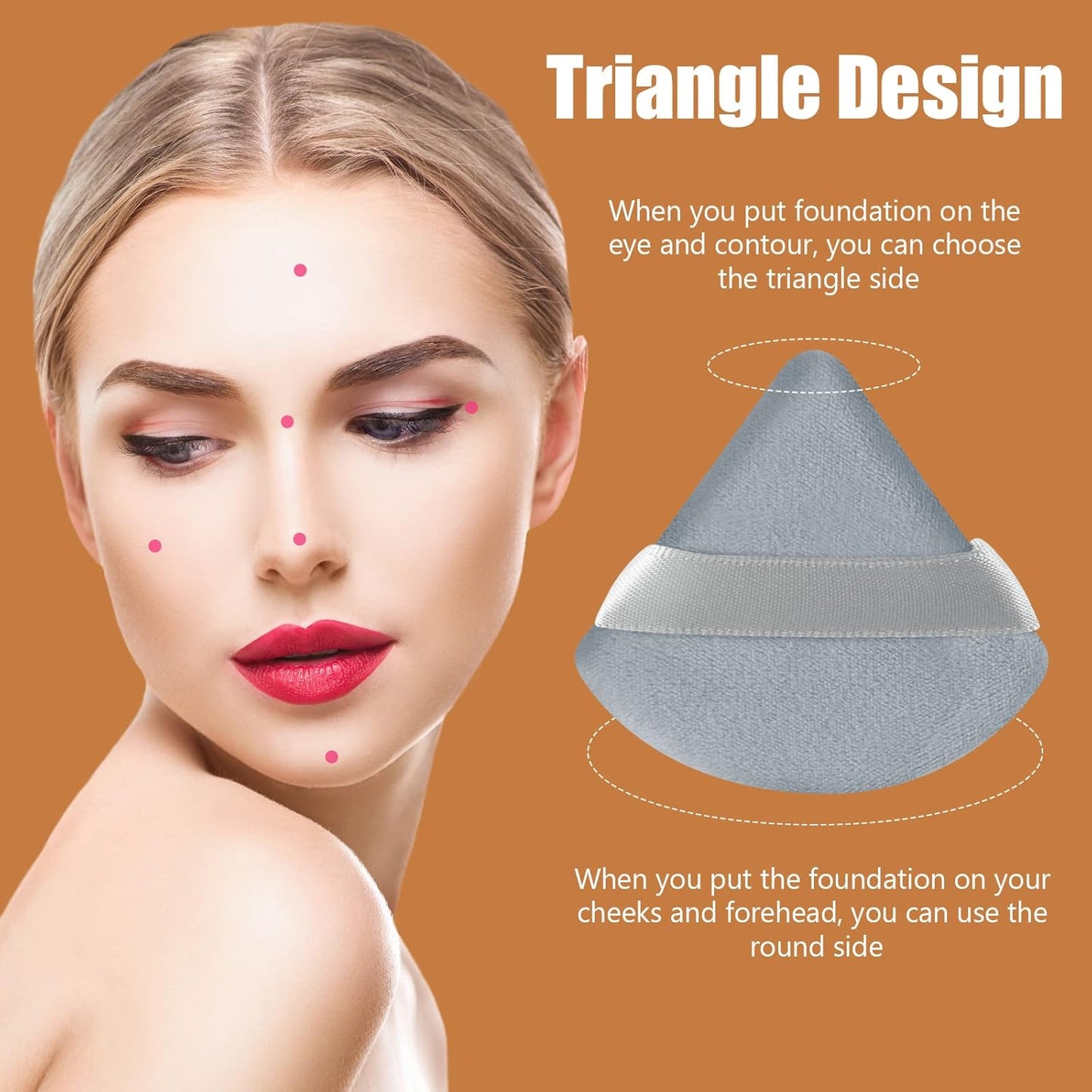 Pimoys 6 Pieces Powder Puff Face Triangle Makeup Blender Sponge Soft Velour Puffs for Loose Powder Setting Powder Cosmetic Foundation Sponge Beauty Makeup Tool, Black and Gray