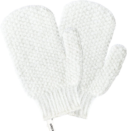 Evridwear Shower Exfoliating Mitts, Deep Cleanse Bathing Scrub Gloves Self Tan Scrubber Mitten Dead Skin Remover for Men and Women,1 Pair Light