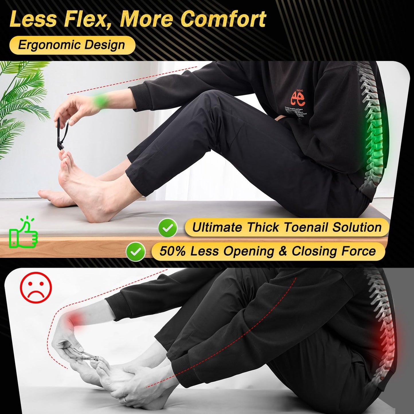 Toenail Clippers for Thick Toenails, Trimlyx Ingrown Toe Nail Clippers for Thick Nails for Seniors, Heavy Duty Nail Clippers for Men, Angled Head Large Toenail Clippers for Seniors 5Pcs