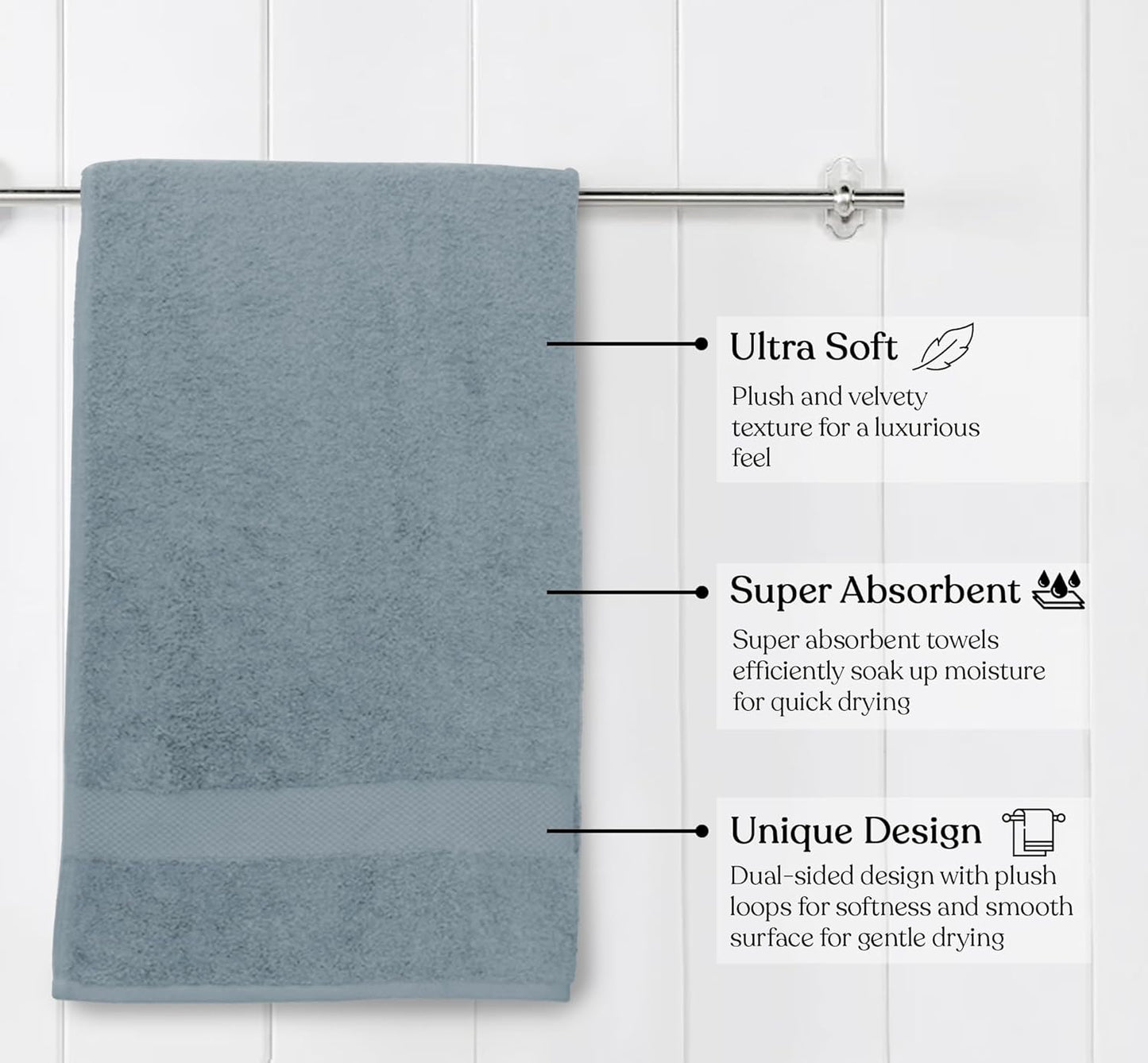 Delara 100% Organic Cotton Towels 650 GSM Plush Feather Touch Quick Dry Bath Sheet, Pack of 2 GOTS Certified, Oeko-Tex Green Certified, Organic Cotton Bath Sheet, 36"X70"