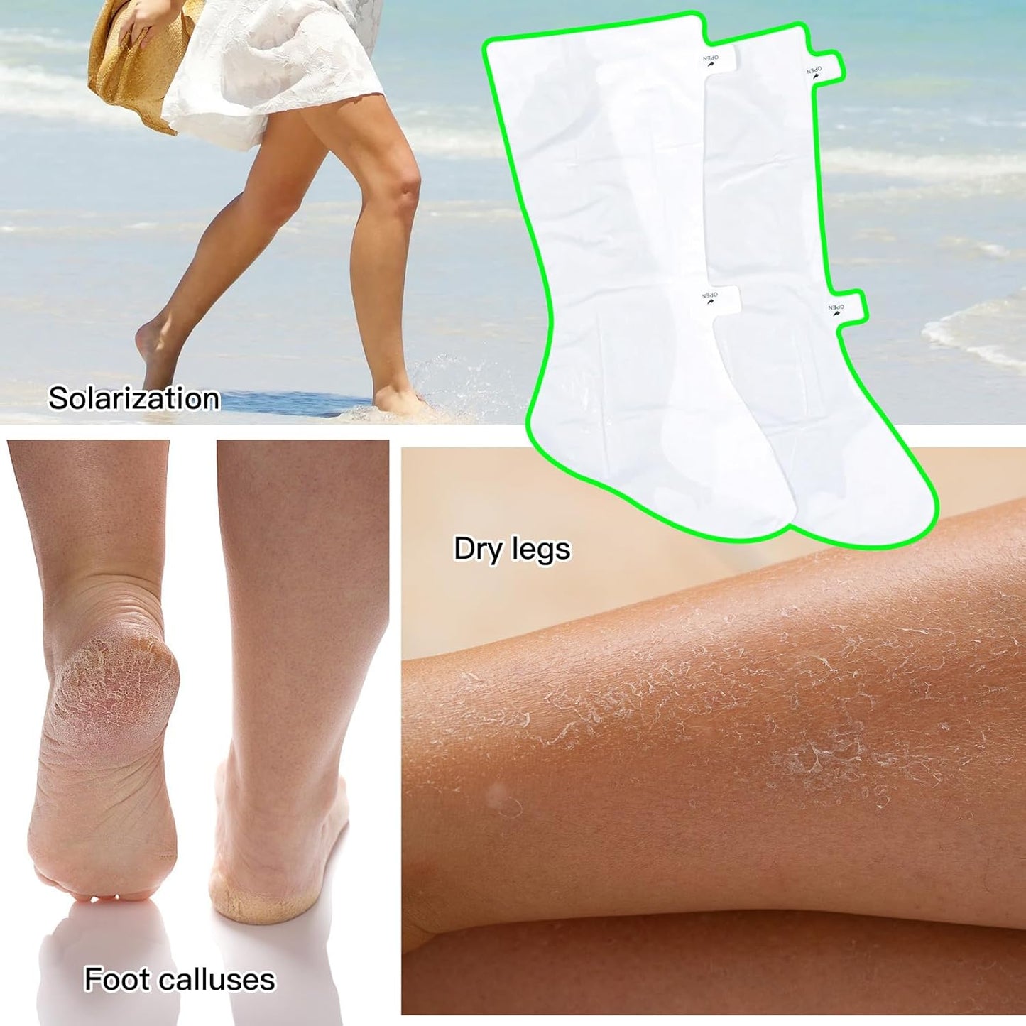 3 Pairs Hydrating Long Leg Feet Mask,Long Leg Feet Masque,Feet Peeling Mask,Moisturizing Nourishing Exfoliating Foot Mask for Women