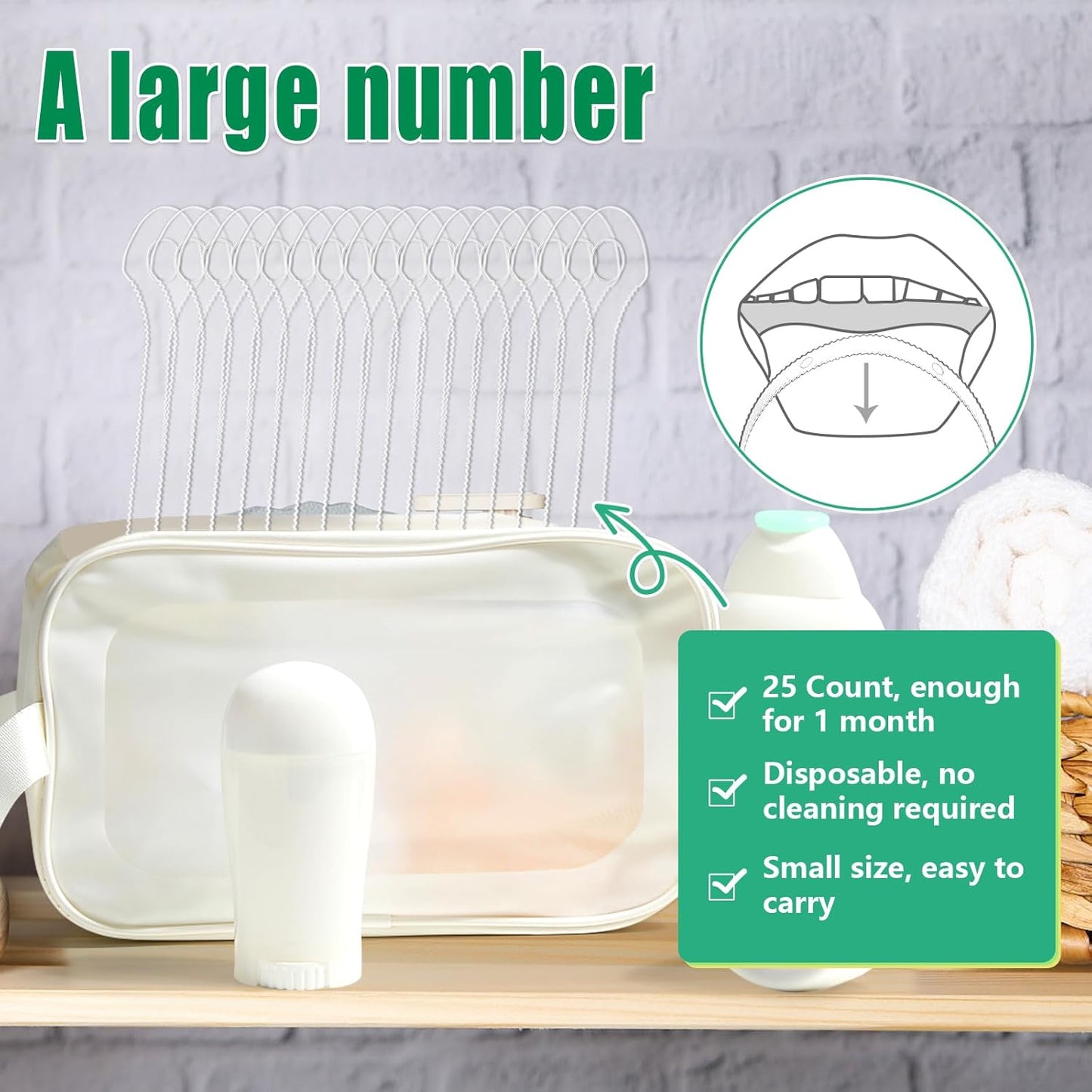 25 Count Disposable Tongue Scraper, Plastic Tongue Cleaner for Adults and Kids, Tongue Scrubber for Oral Care, Promote Fresh Breath