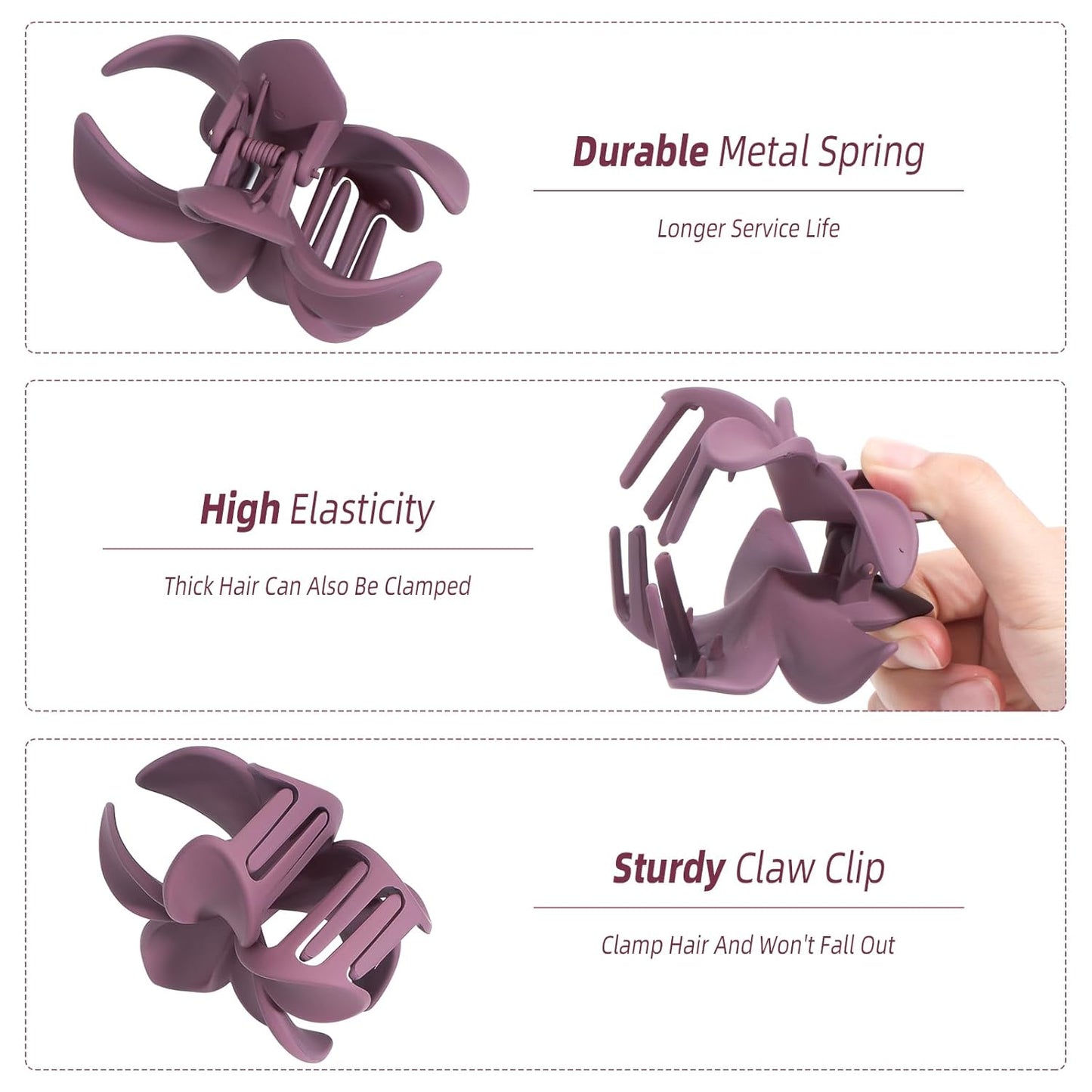 Hawaiian Flower Hair Claw Clip for Women Girls 6 PCS Large Plumeria Flower Hair Clips for Thick Thin Hair Hawaii Hair Accessories - Matte 1