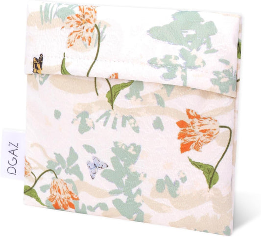 DGAZ Sanitary Napkin Storage Bag, Period Bag for Teen Aged Girls, Portable Period Bag for Panty Liners/Menstrual Cup/Small Tampons，Mini Makeup Bag for Purse(Orchid Grass)