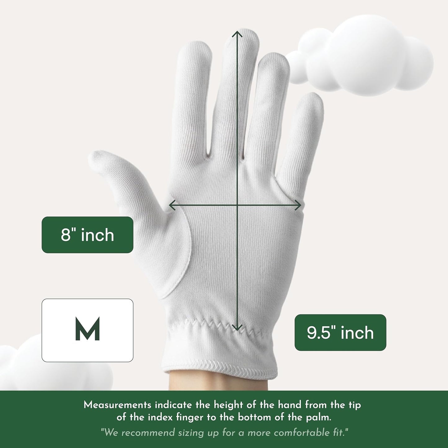 Cottonnerie Organic Cotton Gloves for Dry Hands Sleeping, Moisturizing Gloves Overnight, Hand Moisturizer Gloves, Moisture Gloves for Dry Hands Overnight, Sleeping Gloves, Medium 4 Pairs