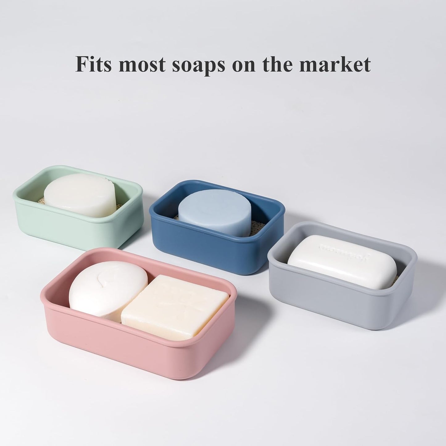 2PC Portable Leakproof Travel Soap Case, Silicone Travel Soap Case, Compact Soap Holder with Drainage Layer, Travel Soap Holder for Camping, Gym, Outdoor Turquoise&Flamingo