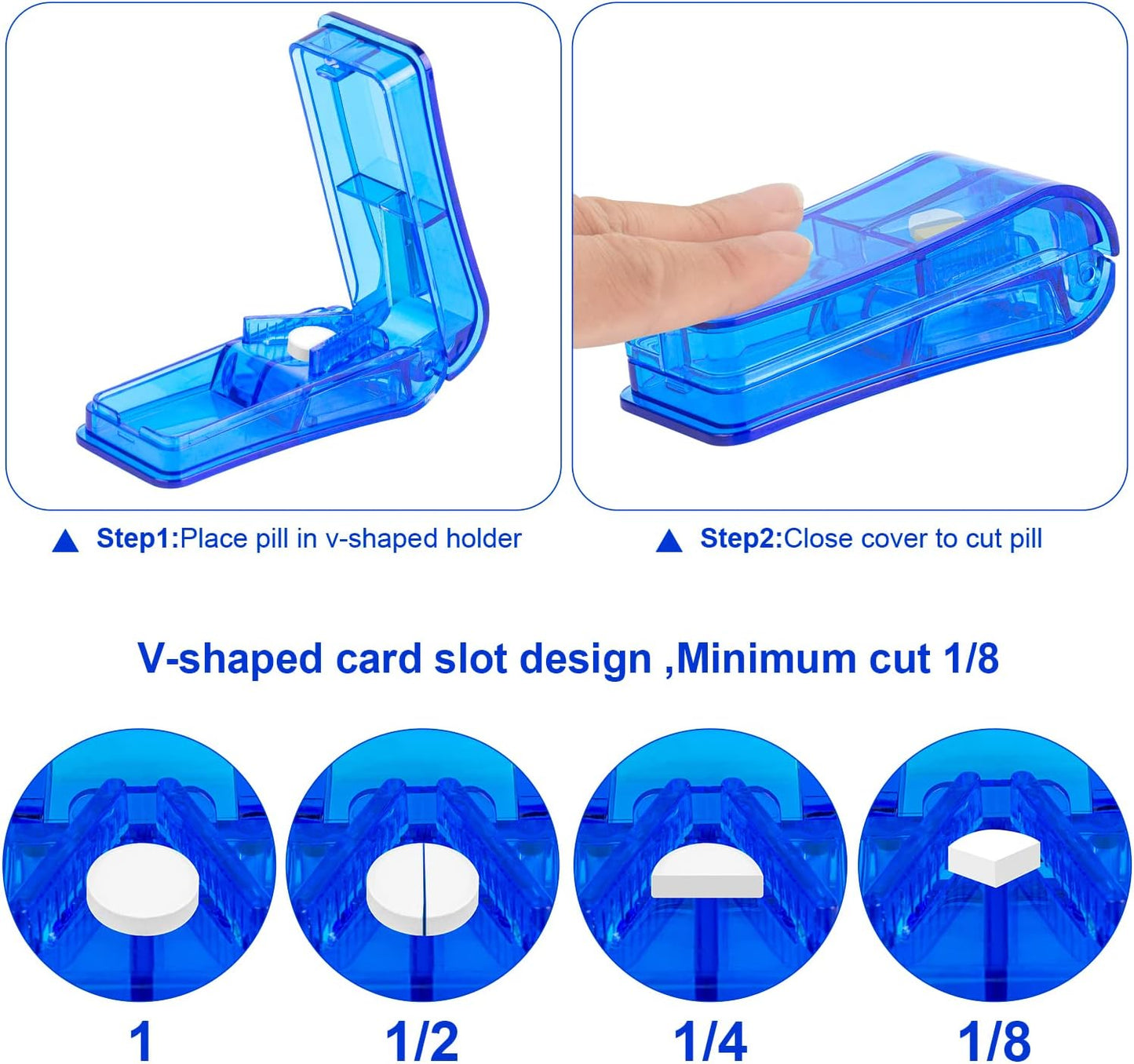 2PCS Pill Cutter, Professional Pill Splitter for Cutting Small Pills or Large Pills in Half