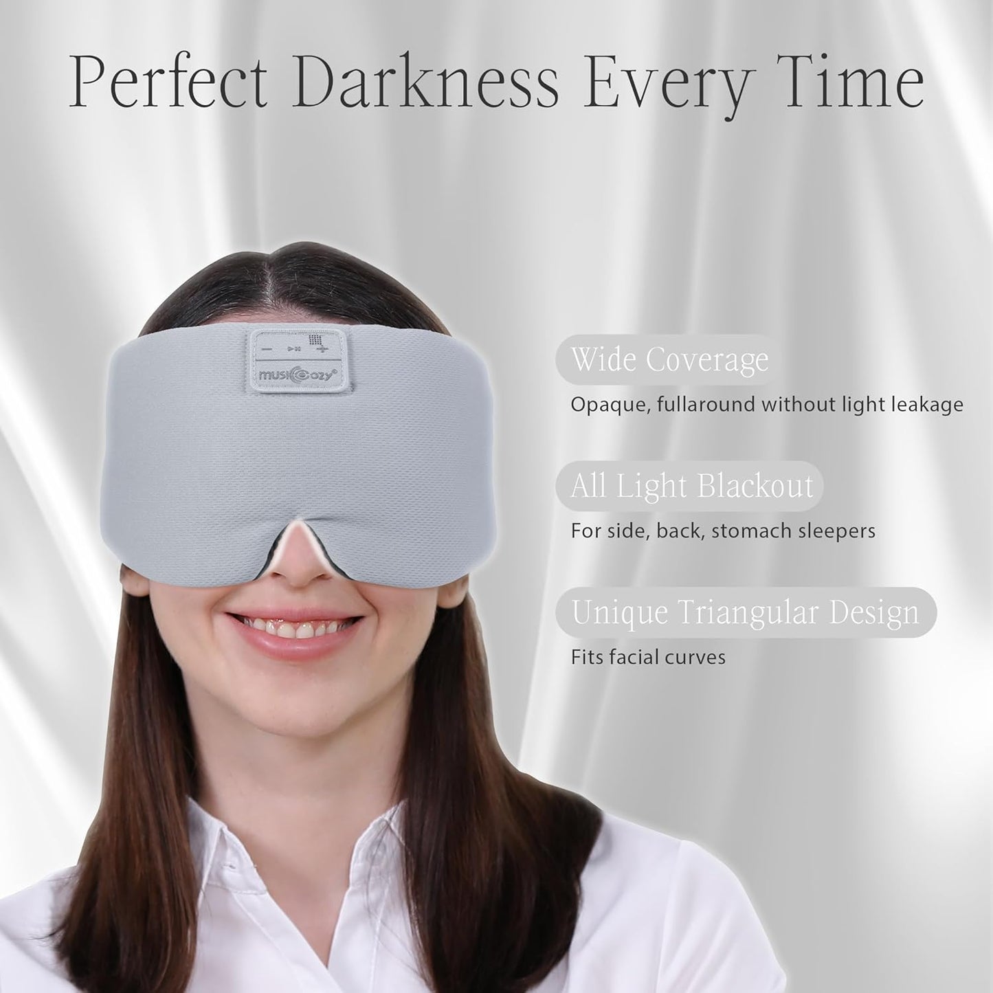 MUSICOZY Ice Silk Sleep Headphones with Bluetooth Mask, Eye Mask for Sleeping in Total Darkness, 5.4 Bluetooth Sleep Mask Sleep Headphones, Soft, Gifts for Men Women (Black)