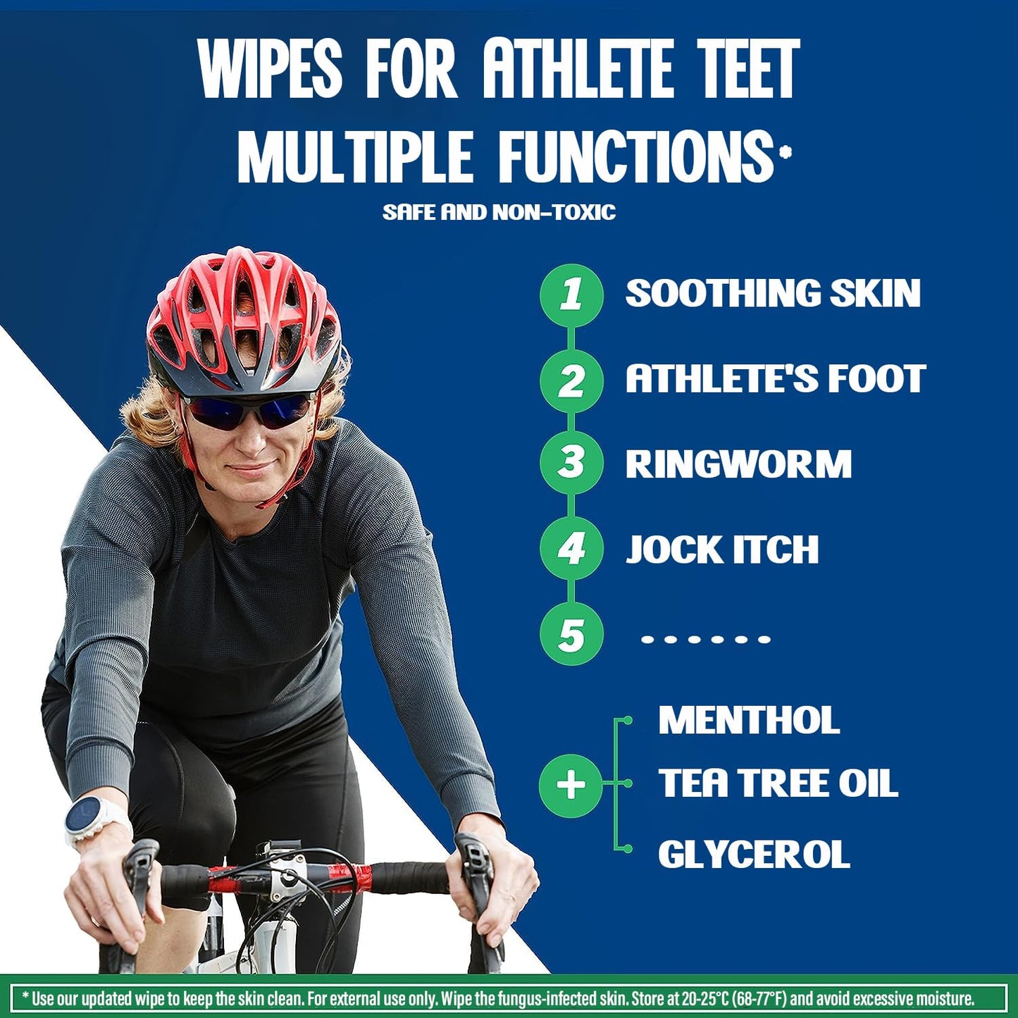 Body Wipes - Curing and Soothing Skin, Alcohol-Free, Non-Toxic, Medicated Wipes Formula for Athlete Feet, Jock Itch, Ringworms. Rinse-Free Gym Wipes for Men and Women - 80 Wipes