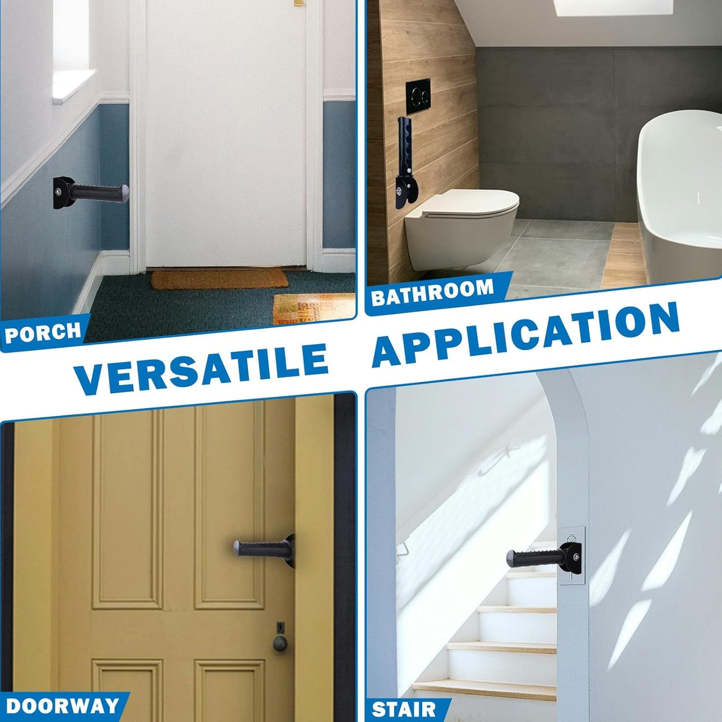 2 Pack Flip Up Grab Bars for Wall, 7.5 inch Folding Doorway Assist Handle, Mobility Aids, Non-Slip Grip Bar Great for Elderly Seniors, Handicap, Support Up to 320 Pounds (Black)