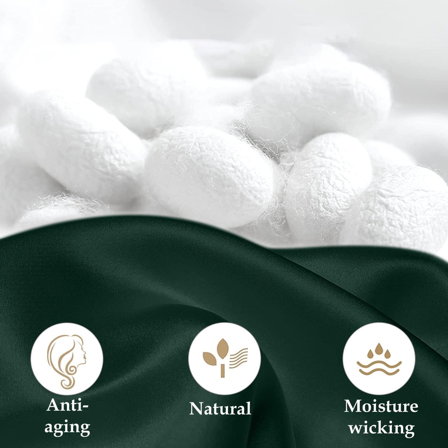 INSSL Silk Pillowcase for Women, Mulberry Silk Pillowcase for Hair an Skin and Stay Comfortable and Breathable During Sleep(Dark Green,Standard)