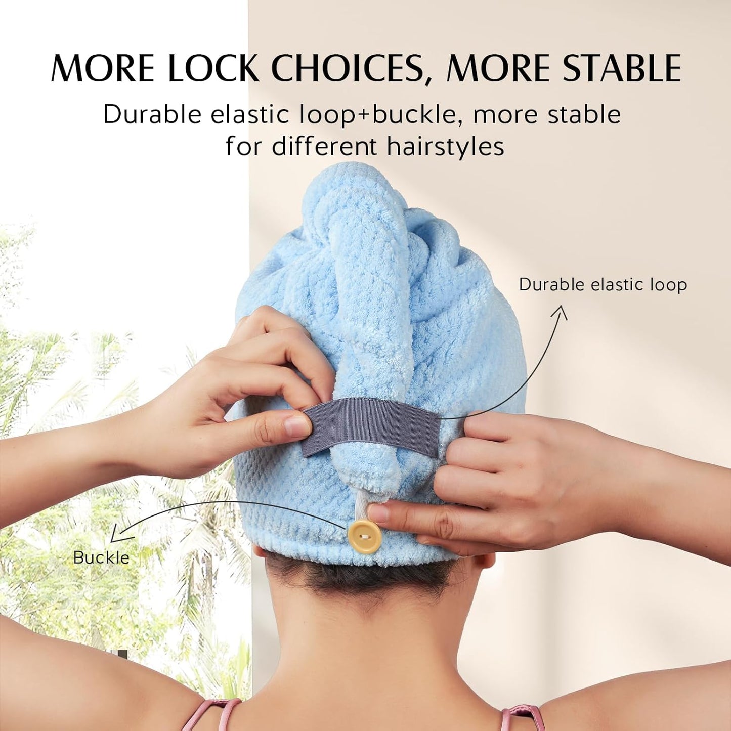 YFONG 3 Pack Large Microfiber Hair Towel Wrap, 30" x 10" Thicker Anti Frizz Quick Dry Hair Towels for Women Long, Curly, Thick Hair, Super Absorbent Hair Turban for Wet Hair (Grey, Pink, Blue)