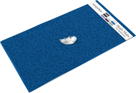 MAYSHINE Chenille Plush Runner Rug, Dark Blue, 71x31 in, Machine Washable, Non-Slip Door Mat, Bath Mat with Water Absorbent Quick Drying Microfiber Shag Carpet