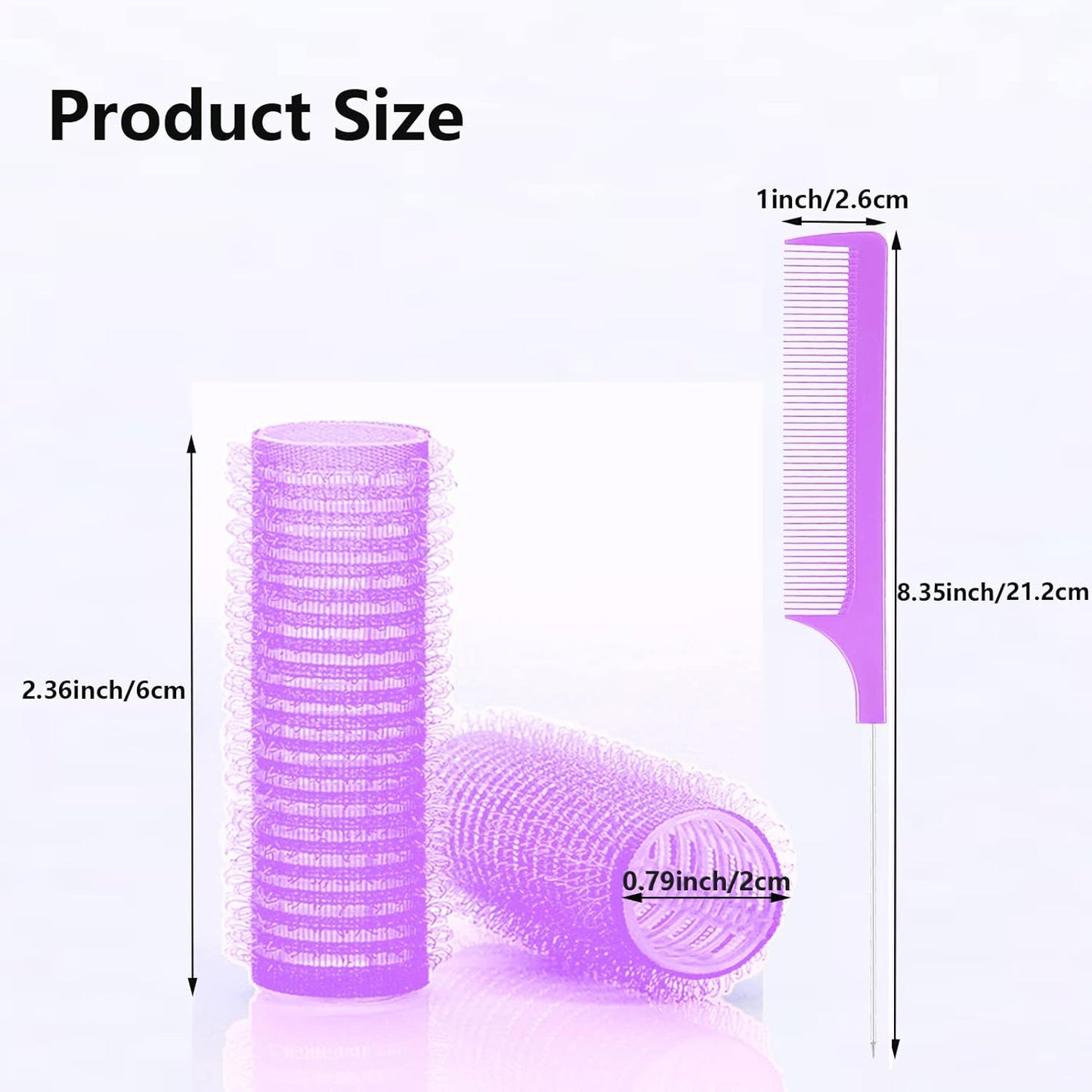 18PCS Self Grip Small Hair Curlers Heatless Roller Hair Curlers Pro Salon Hairdressing Curler DIY Curly Hairstyle Hair Rollers Tools Rat Tail Comb for Women Medium Short Hair(Purple)
