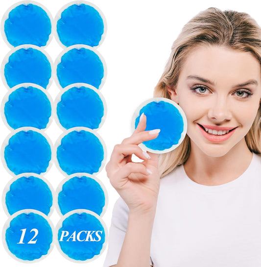 12 Pack Small Ice Pack for Injuries Reusable,Hot & Cold Gel Soft Ice Pack for Face,Eyes,Neck,Teeth,Foot,Headache,Allergies,Shoulder Pain Relief,Warm & Cold Compress for Boo Boos,Students(12Blue)
