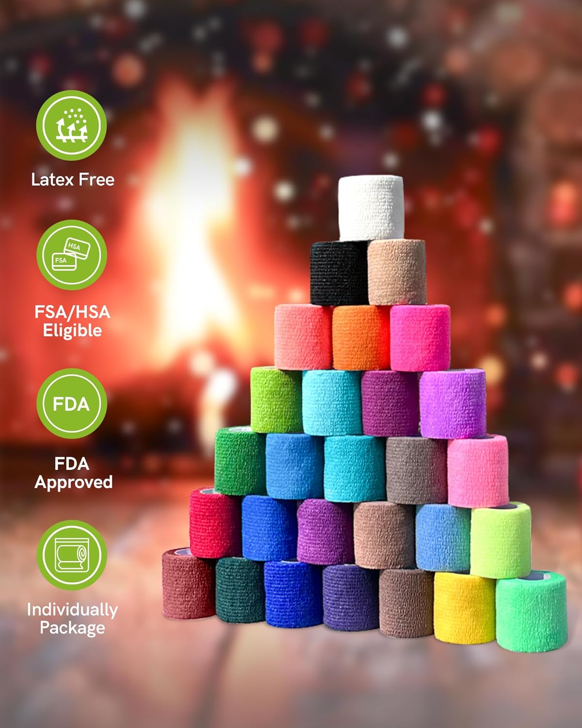 FriCARE Self Adhesive Bandage Wrap, Medical Tape in First Aid Kit, Cohesive Bandages for Wounds Sport Vet, 2 Inches X 5 Yards 6 Rolls, Magenta