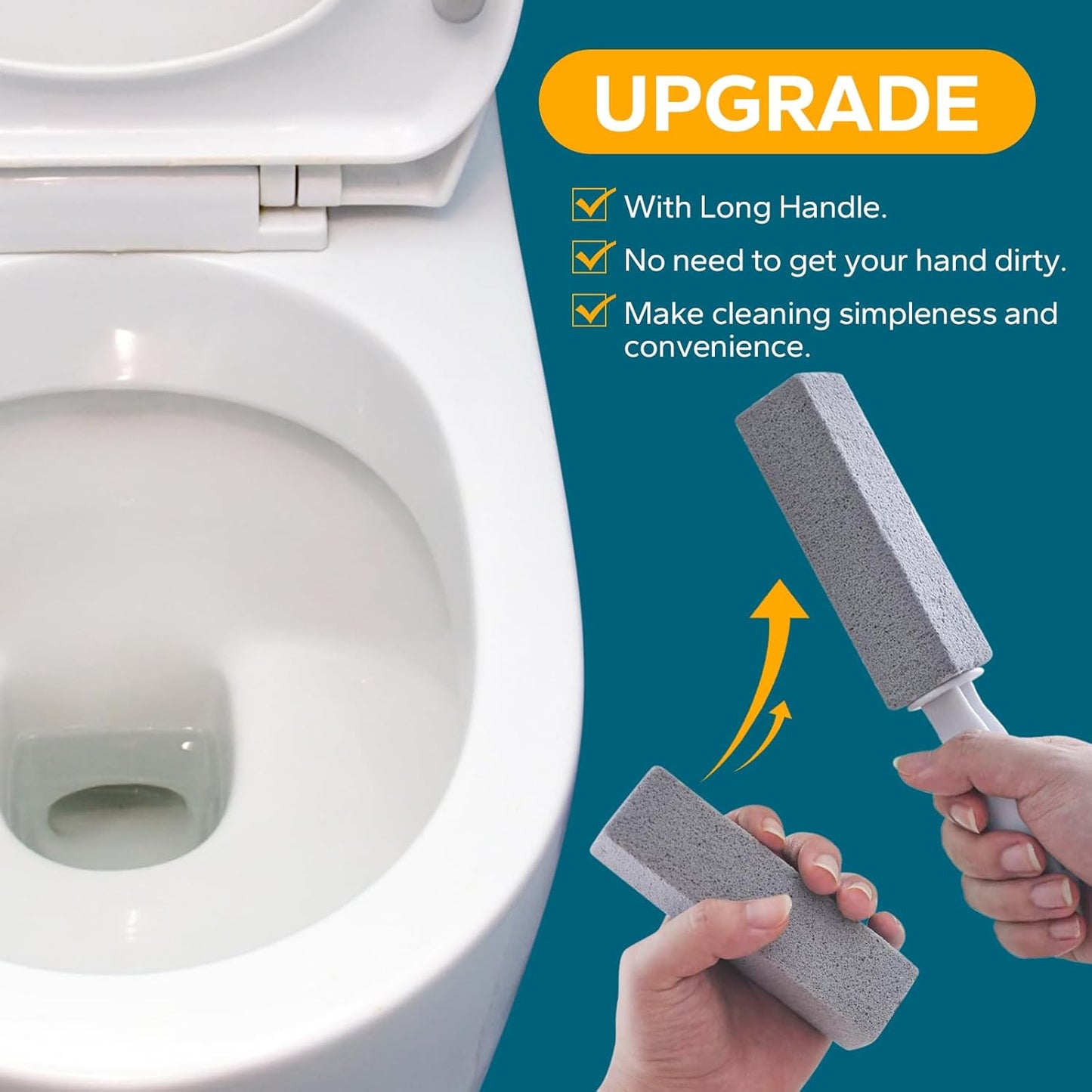 Emycool Pumice Stone Toilet Bowl Cleaner, 16 Pack Toilet Pumice Stone with Handle for Toilet Cleaning, Bathtubs, Sinks, Swimming Pools, Grills