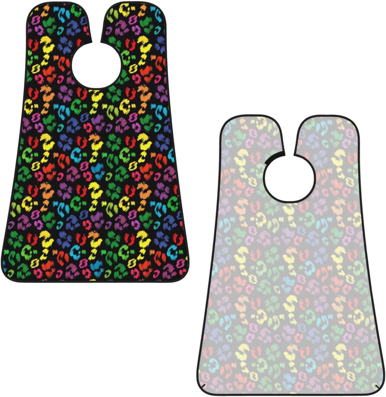 Waterproof Beard Trimming Bib, Non-Stick Hair Catcher for Men Shaving, Grooming Apron for Husband Dad, Black Rainbow Cheetah Leopard Print Shave Bib