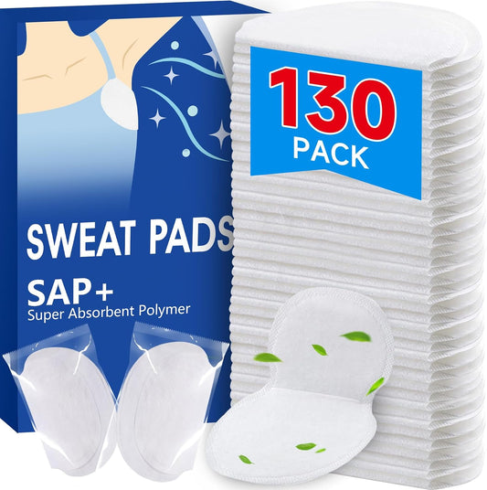 AROIC 130 Pack Armpit Sweat Pads, Large Underarm Pad for Women & Men, Invisible Armpit Sweat Pads for Under Arms, Odor Control, Sweatproof Adhesive Pad for All-Day Comfort No More Sweat Stains