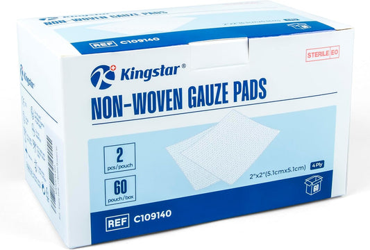 Sterile Nonwoven Gauze Pads, 2"x 2" Wound Dressing, 60 Packs - 120 Pieces Superior Soft Sponge Pads, Higher Absorbent Gauze Compresses for Trauma or Post-Operative Wound Care