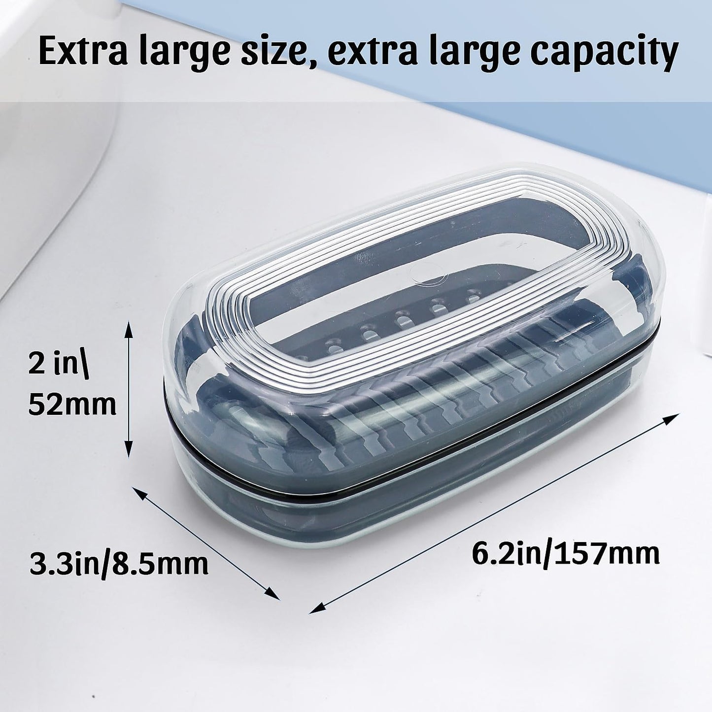 OZNER Clear Travel Soap Case Compatible with Kitsch - Leak-Proof Multi-Use Soap Holder with Draining Layer for Shampoo Bars, Gym, Travel & Camping（Transparent White,1 Pack）