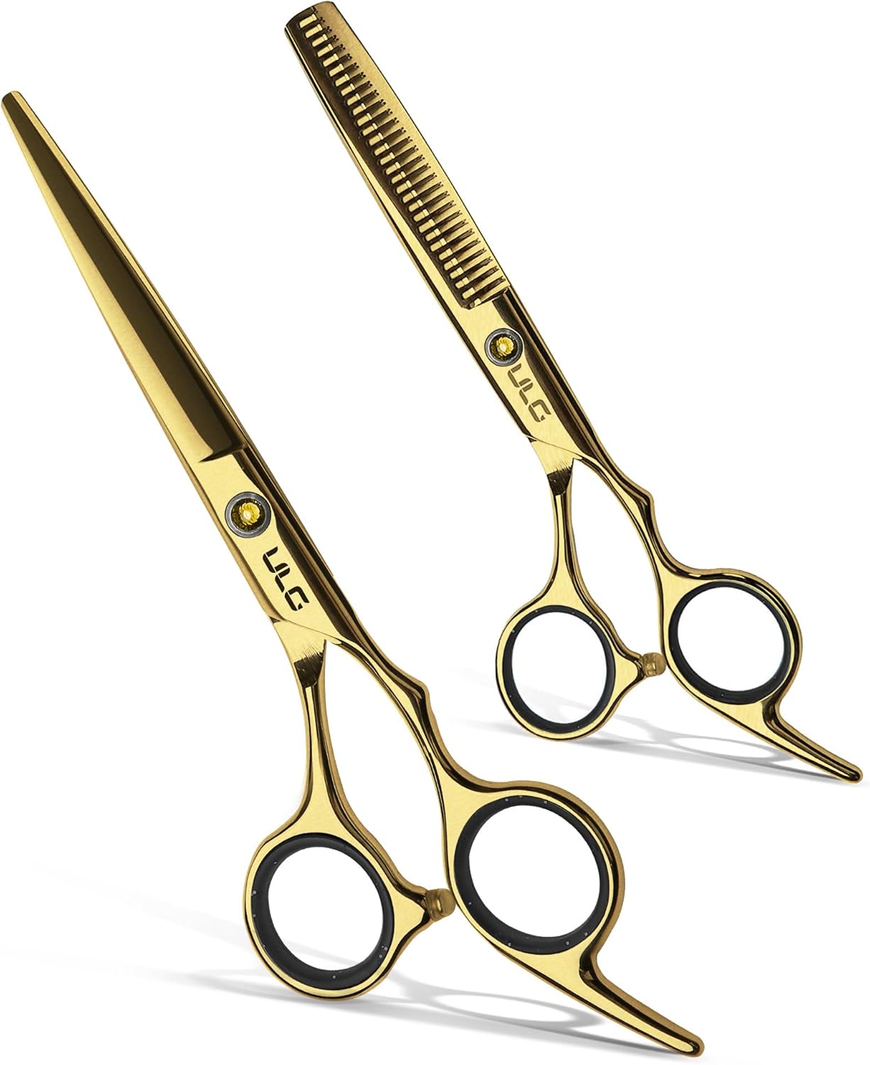 Hair Cutting Scissors Thinning Shears Kit ULG Professional Barber Hairdressing Texturizing Salon Razor Edge Scissor Japanese Stainless Steel 6.5 inch Gold