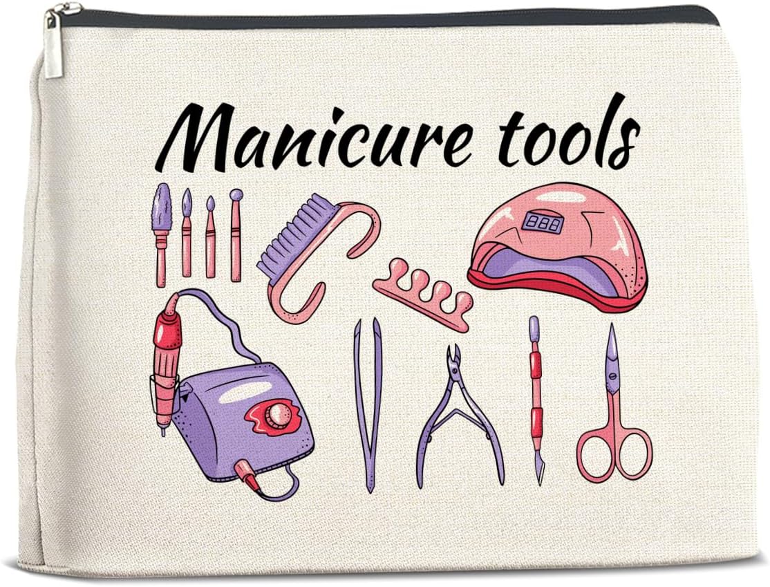 Manicurist Nail Tech Gifts Makeup Bag Gifts for Women Nail Technician Artist Cosmetic Bag Manicure Tools Zipper Makeup Pouch
