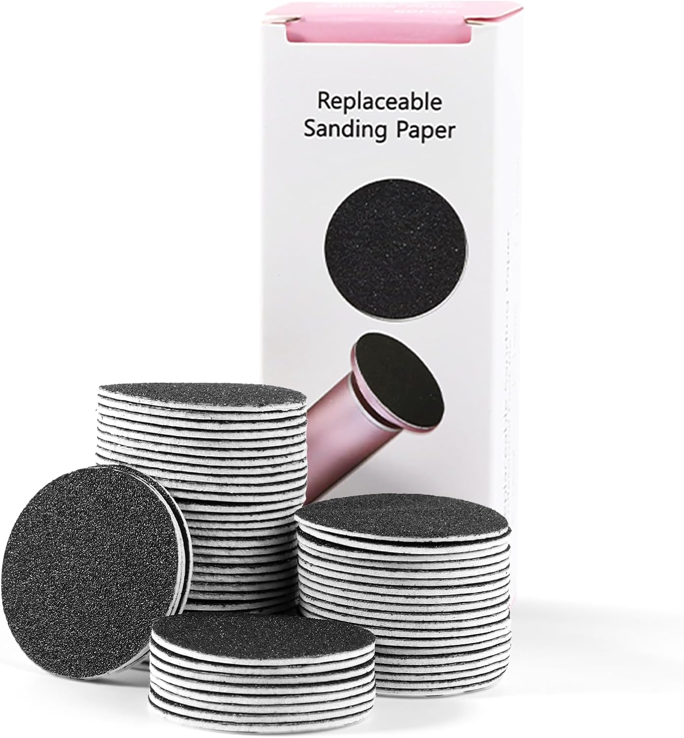 Replaceable Sandpaper for Electric Foot File: 60 Pcs/1 Box Feet Grinder for Skin and Callus Remover - 80/180 Grit Fine Sandpaper Refill Discs for Home Spa Salon