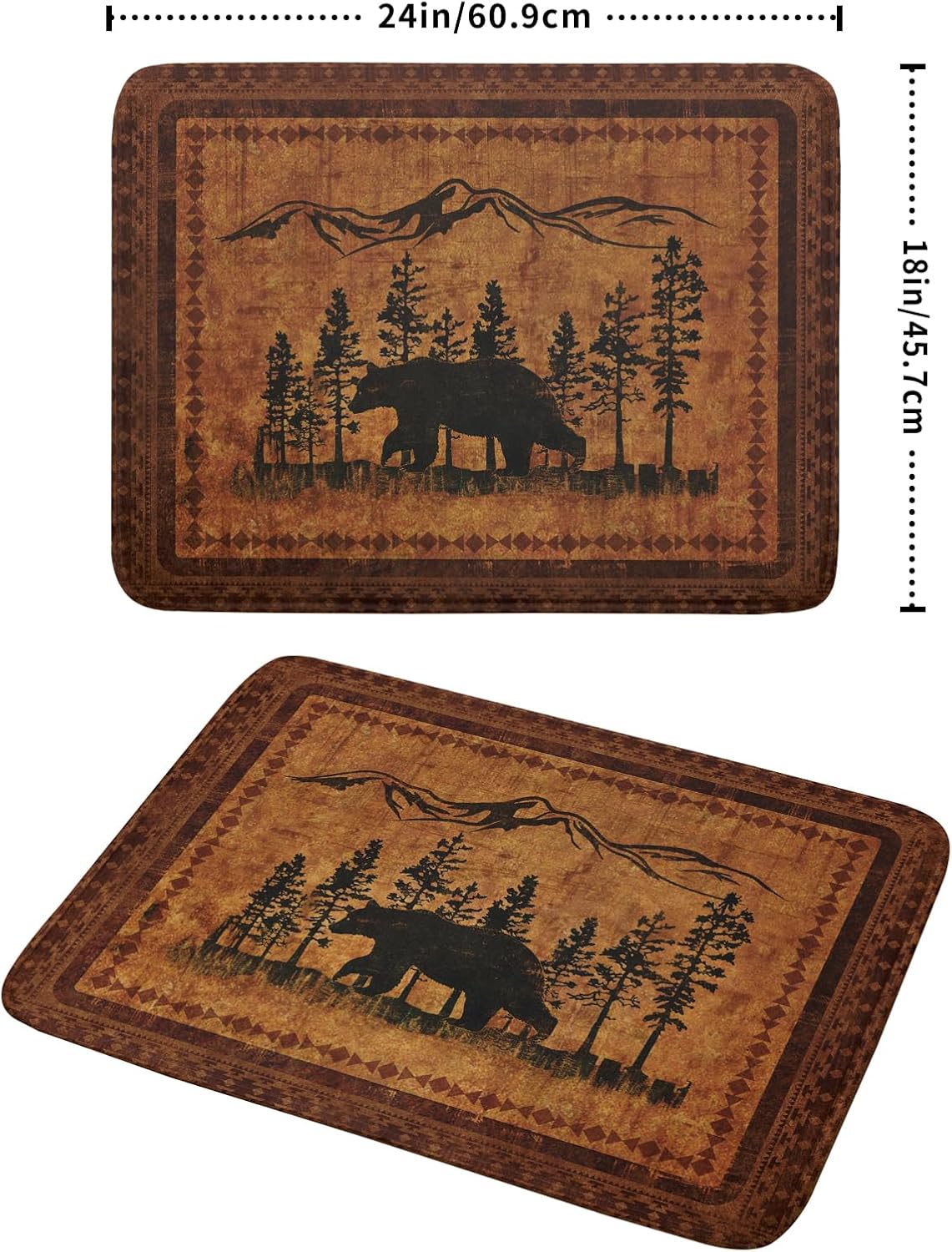 Forest Bear Dish Drying Mat 18x24 Inch Rustic Cabin Washable Microfiber Absorbent Dishes Drainer Rack Pad for Kitchen Counter Home Decor