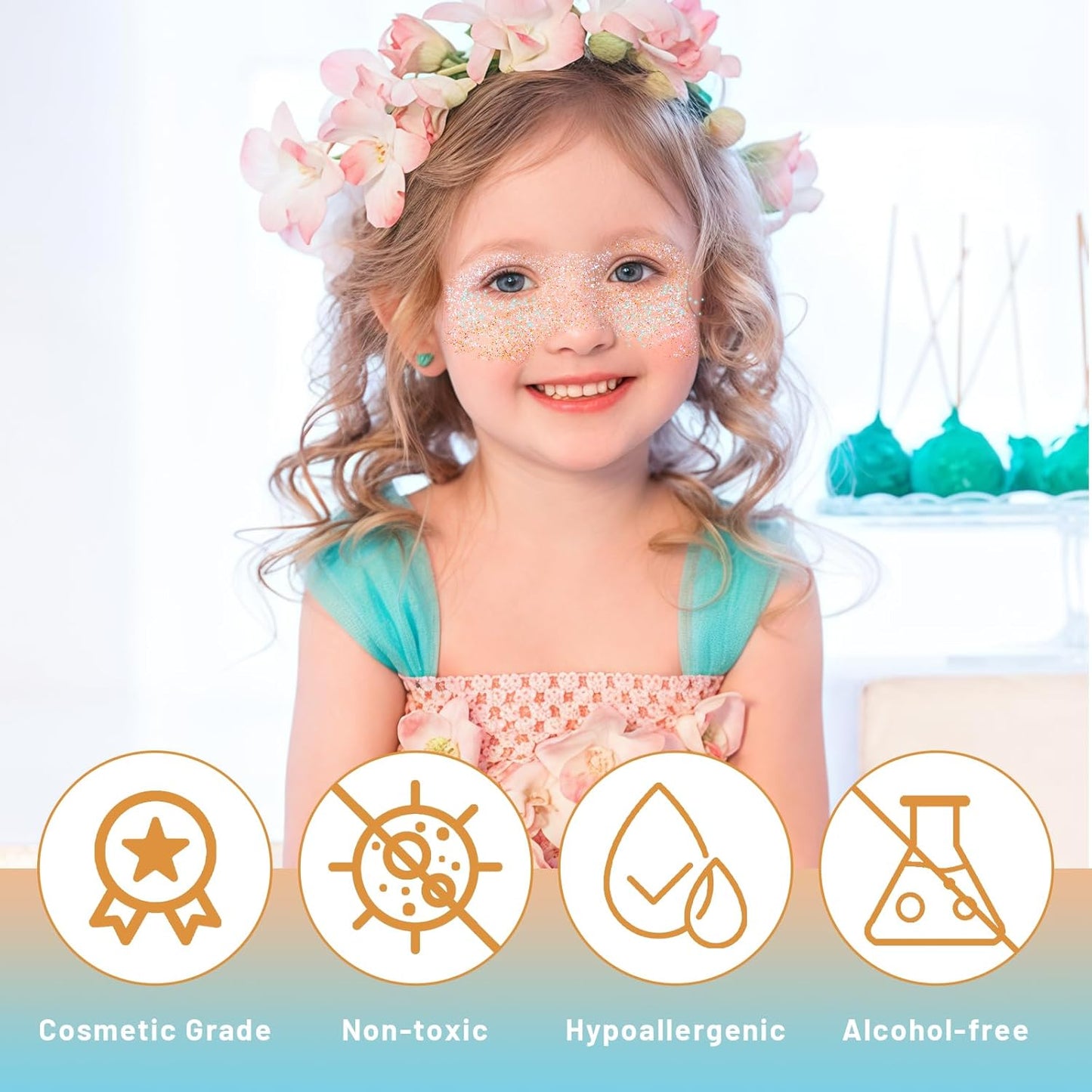 DAGEDA Body Glitter Gel, Roll-on Face Glitter for Mermaid Makeup Festival Rave Accessories, Holographic Hair Glitter Gel,Body Shimmer Halloween Makeup for Rave Party(Fantasy)