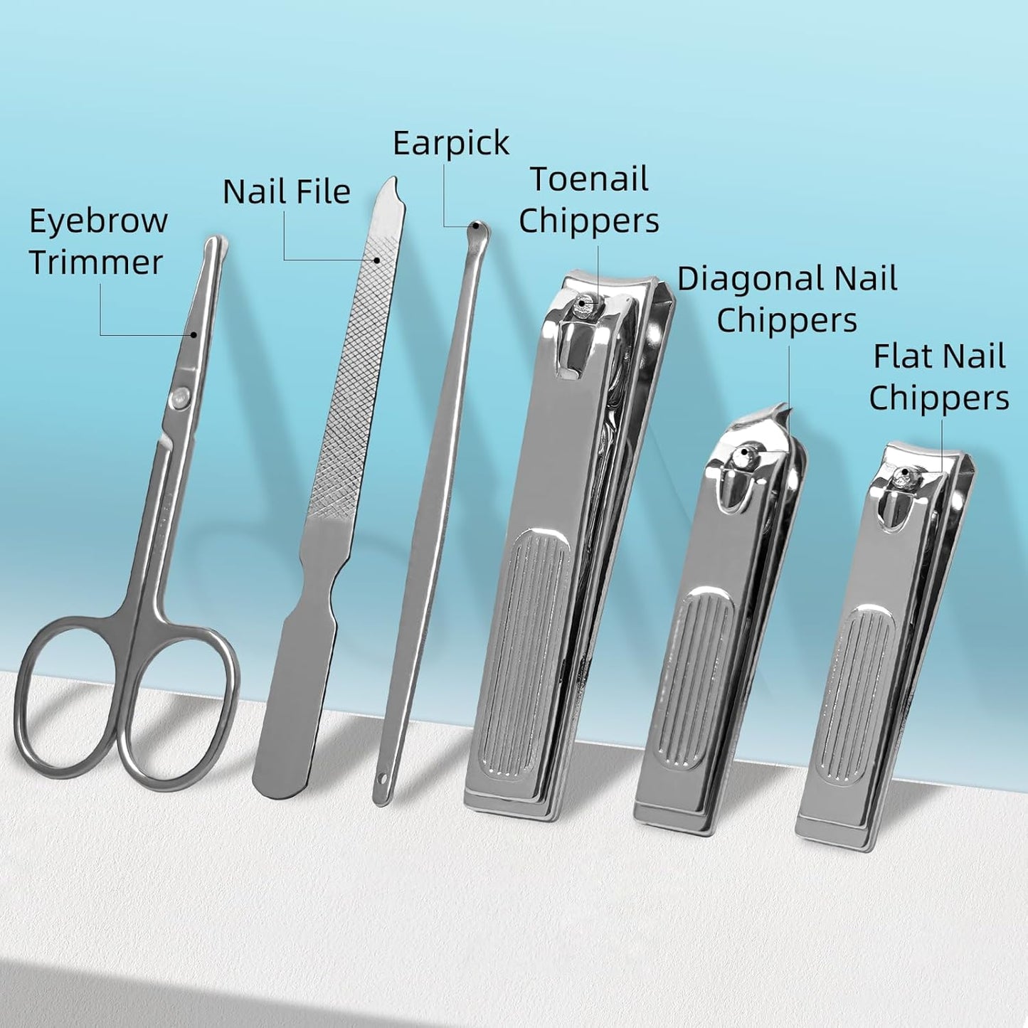 Premium Stainless Steel Nail Clippers Set - Travel Grooming Kit, 10pc Manicure/Pedicure Tools with PU Case - Unisex Gift for Men and Women(C-Red)