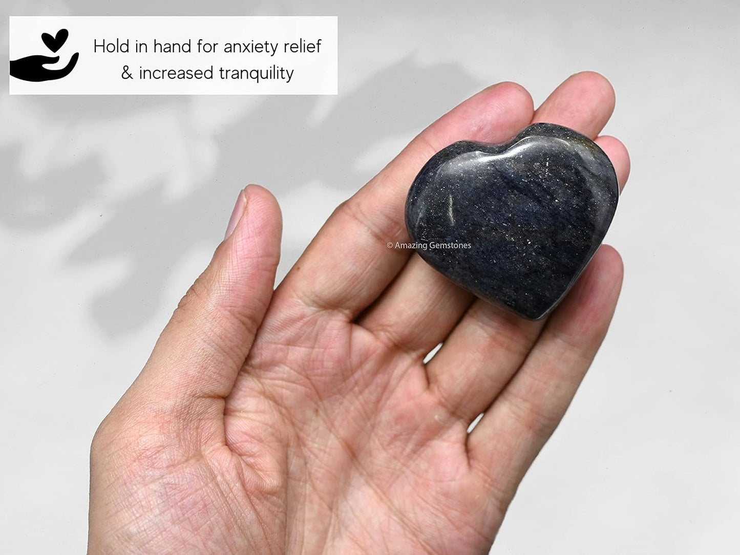 Amazing Gemstone Blue Aventurine Crystal Heart Palm Stone - Pocket Massage Worry Stone for Natural Body Chakra Balancing, Reiki Healing and Crystal Grid