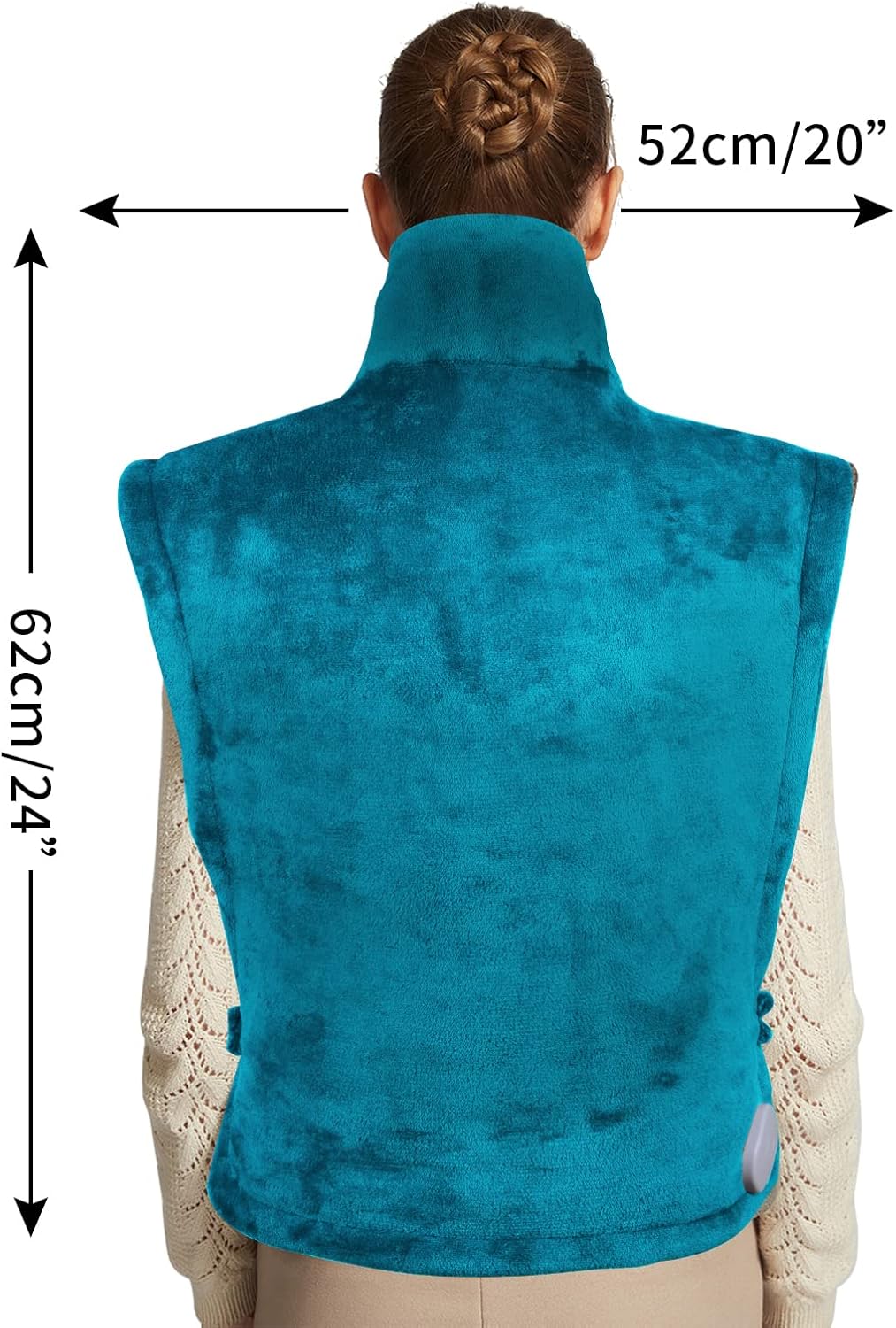 Ambershine 26"x35" XXXL King Size Neck& Shoulder& Back Heating Pad with 12 Temperature Settings& 4 Auto-Off Countdown Timers, Pain Relief for Back/Neck/Shoulder, Christmas gift for mom dad(Light Teal)