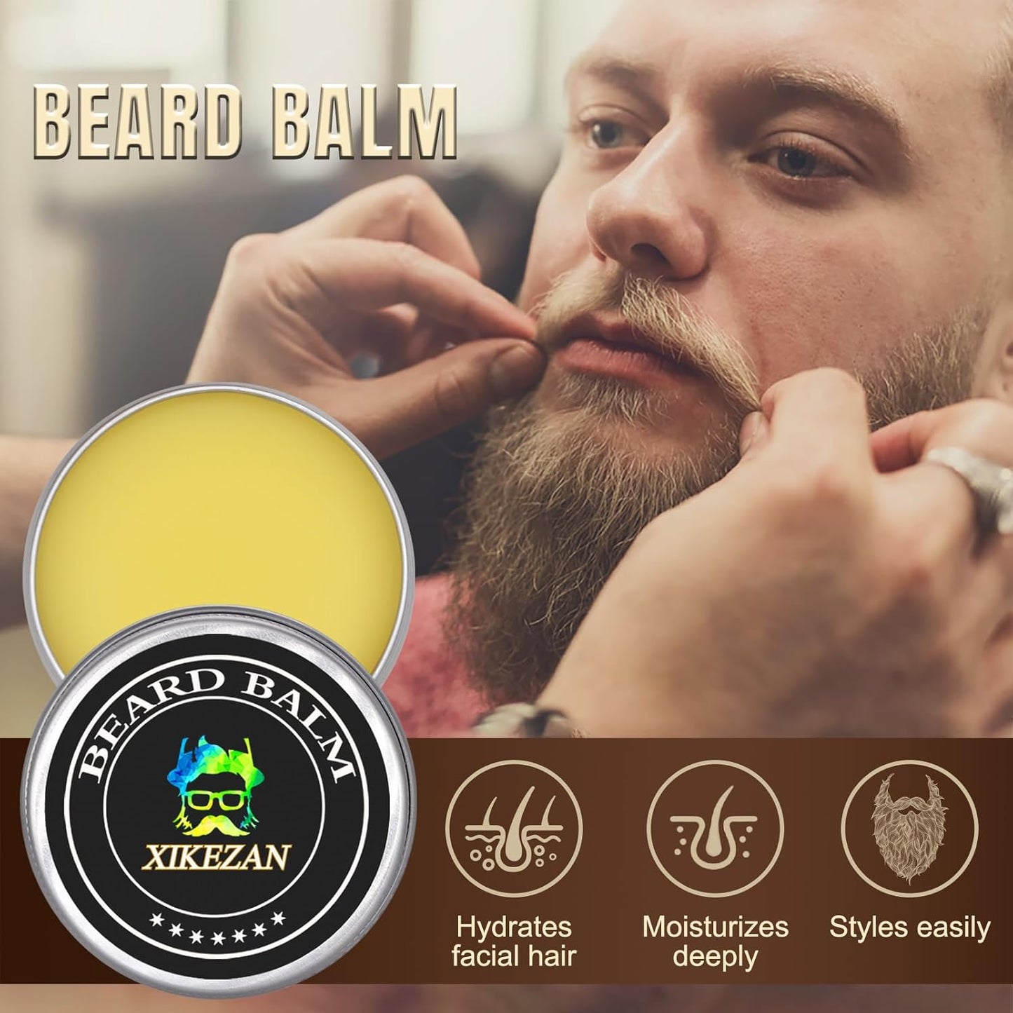 XIKEZAN Beard Kit for Men Grooming & Care Set w/2 Pack Beard Serum, Wash, Oil, Balm, Comb, Brush, Scissor, Bag, EBook, Unique Birthday Gifts for Men Him Dad Husband Brother Christmas Stocking Stuffers